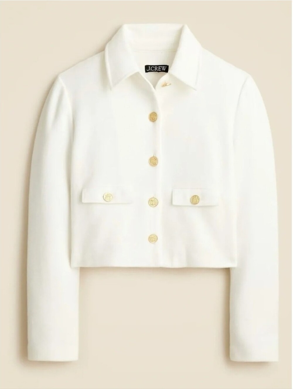 NWT J. Crew Cream Short Boxy Blazer with Gold Buttons